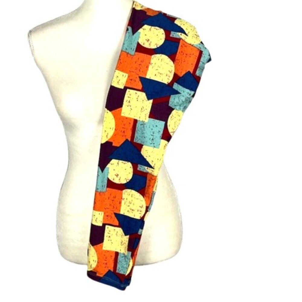 LuLaRoe TC Tall Curvy XL Leggings Bold Abstract Shapes Boho Hobo Clown Costume